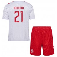 Camisa de Futebol Dinamarca Morten Hjulmand #21 Equipamento Secundário Infantil Europeu 2024 Manga Curta (+ Calças curtas)